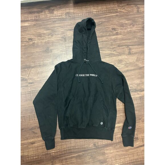 Champion Black Hoodie "Change the World" StL Sz Small  + - Picture 1 of 6